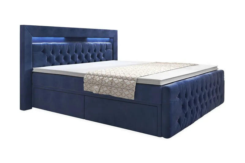Franco Sängpaket med förvaring LED-belysning 160x200 cm - 160x200 Mörkblå (+Fler val) — Cloud47