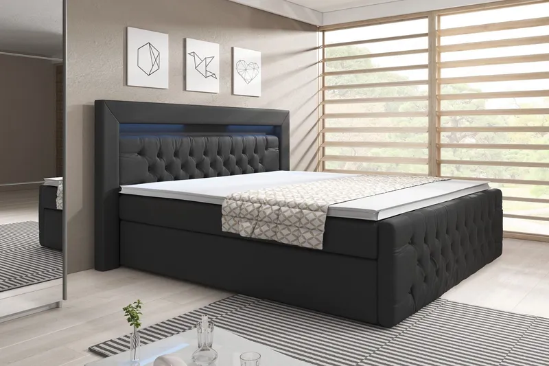 Franco Sängpaket med förvaring LED-belysning 160x200 cm - 160x200 Svart (+Fler val) (Art.nr 272820) — Cloud47