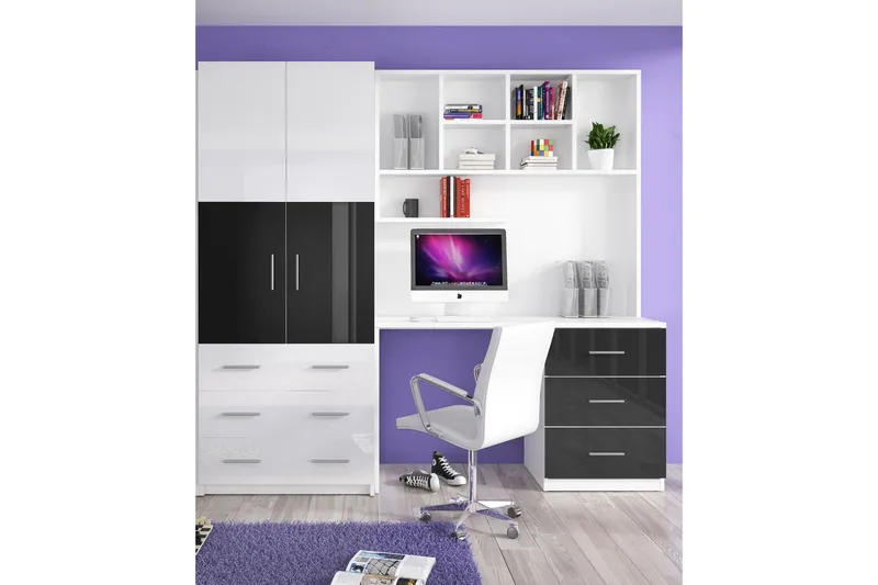 Frosolone Förvaringsskåp med Hylla och Skrivbord 270 cm - Svart — Svart