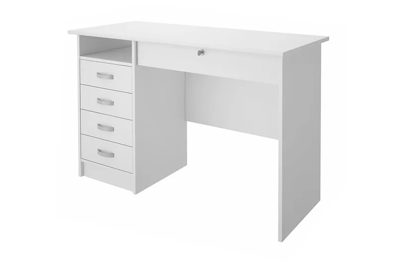 Function Skrivbord 109 cm med Förvaring Lådor + Hylla - Vit — Tvilum
