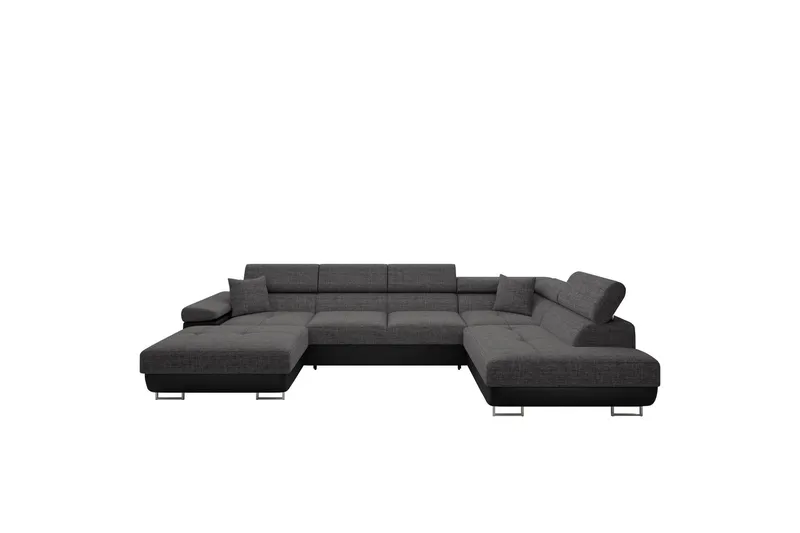 Gabina Soffa med Divan och Schäslong 4-sits - Svart/Grå (Art.nr 3069116) — Svart/Grå