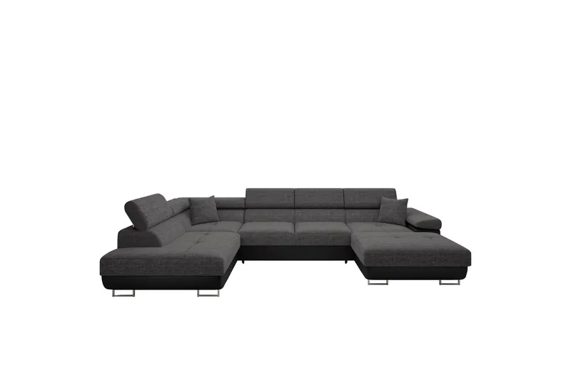 Gabina Soffa med Divan och Schäslong 4-sits - Svart/Grå (Art.nr 3068962) — Svart/Grå