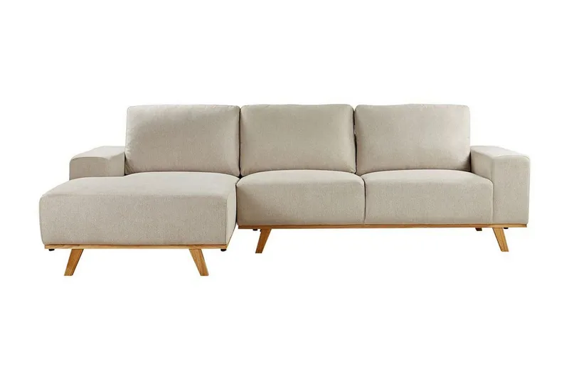 Gaines Hörnsoffa 3-sits - Beige/Ljust trä — Beige/Ljust trä