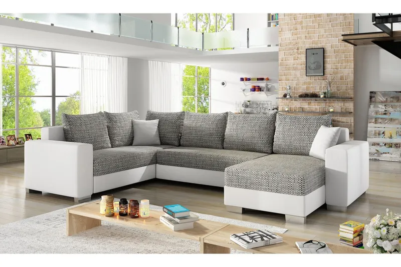 Gallicanta Hörnbäddsoffa - Grå/Vit (Art.nr 697306) — Grå/Vit