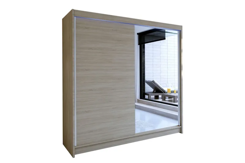 Garderob Talin 180x58x215 cm - Beige|Grå|Vit — Beige|Grå|Vit