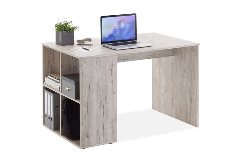 Gent Skrivbord 117 cm med Förvaring Hyllor - Grå/Natur — Grå/Natur