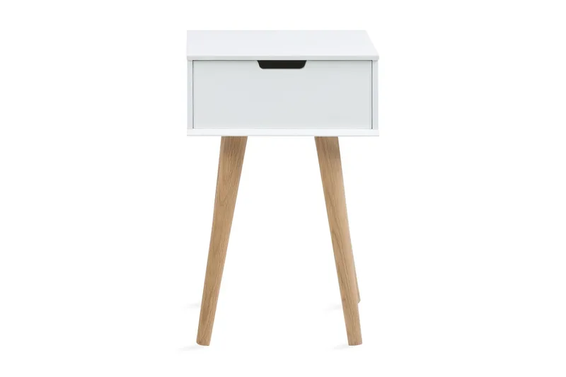 Gillian Sängbord 40 cm med Förvaring Låda - Vit/Ek/Brun — Funky & Co