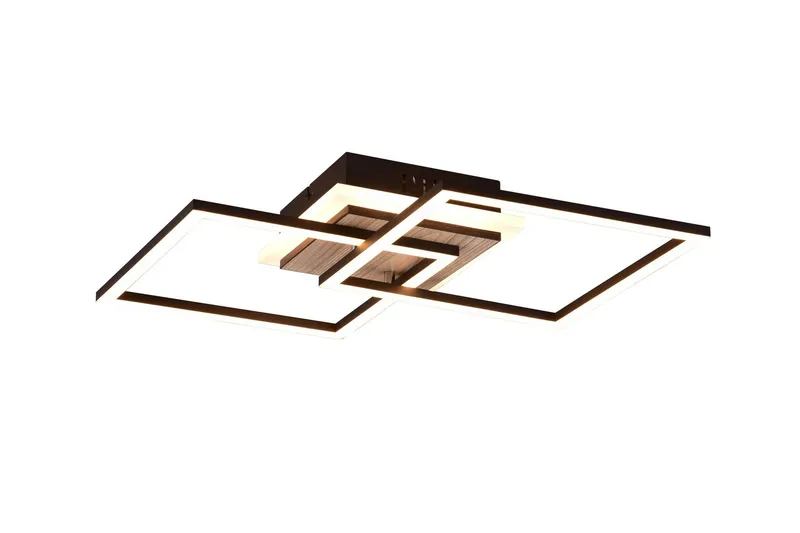 Giro LED Taklampa fyrkant mattsvart/ trä - Mattsvart/Trä — Trio Lighting