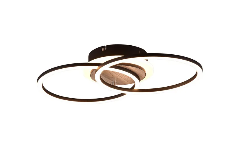 Giro LED Taklampa rund mattsvart/ trä - Mattsvart/Trä — Trio Lighting