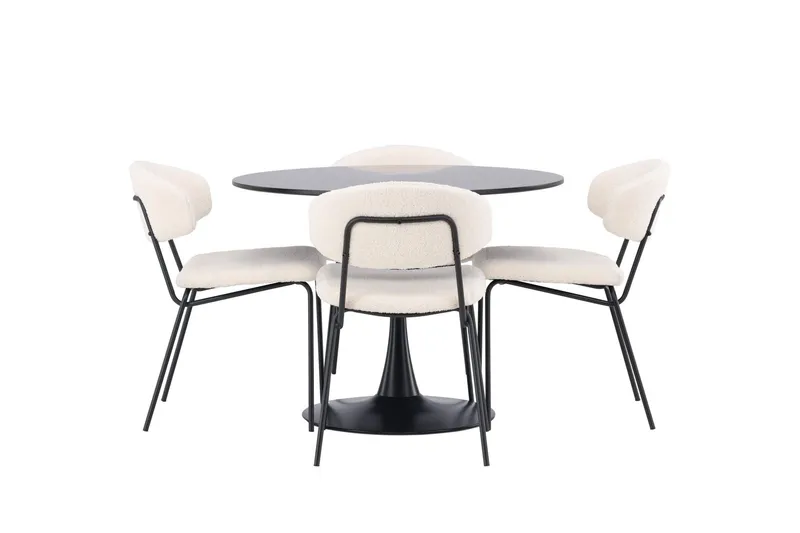 Glade Matgrupp 100 cm Rund med 4 Chico Stolar - Svart — Venture Home