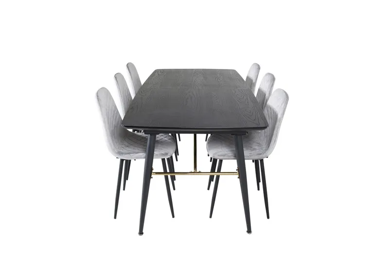 Gold Matgrupp Förlängningsbar 180-220 cm Rektangulär med 6 Polar stolar - Svart (Art.nr 3058909) — Venture Home