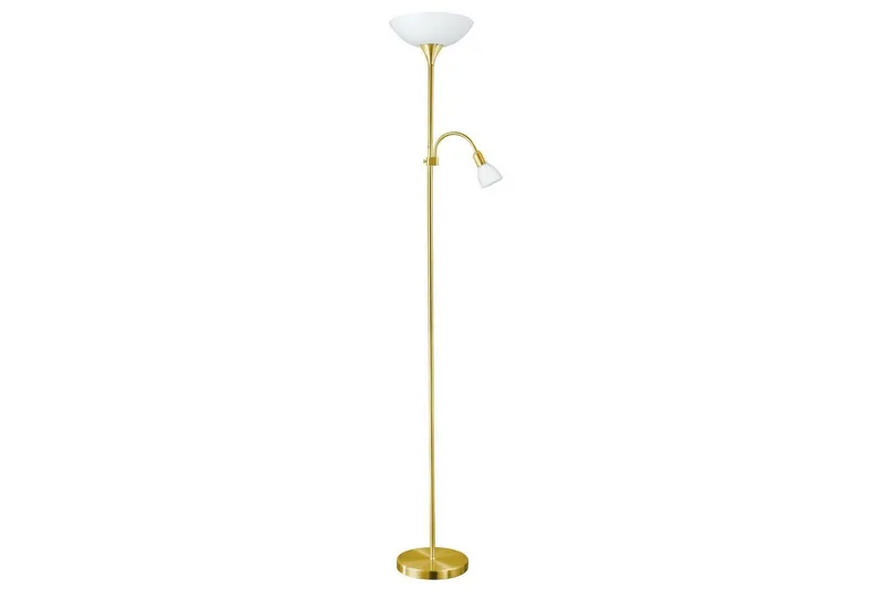 Golvlampa Eglo Up 2 med Läslampa Mässing-Matt Vit - Vit/Mässing — Eglo