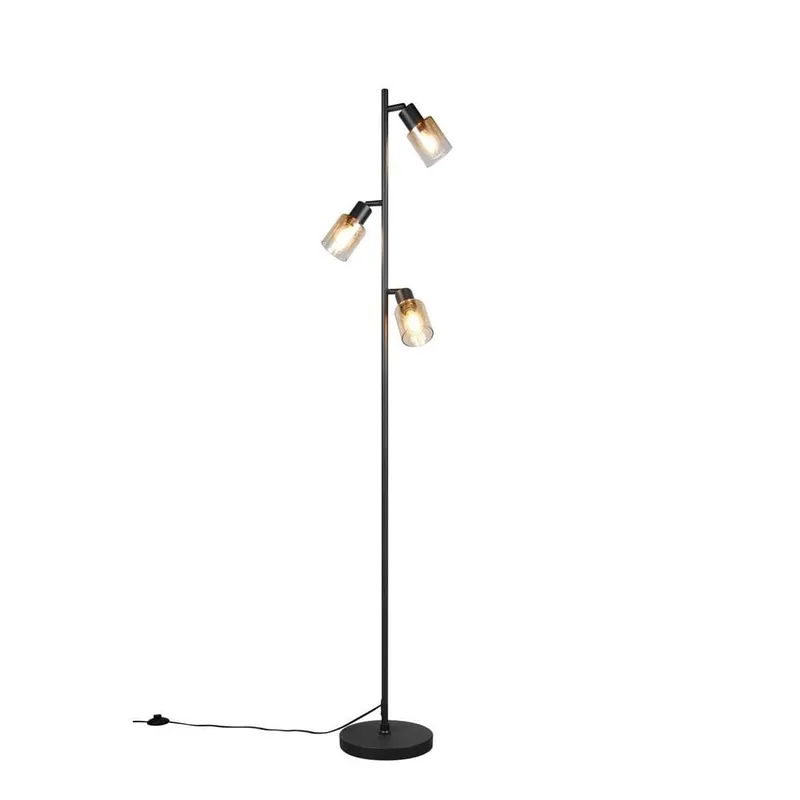 Golvlampa TRIO Cadiz - Mattsvart/Bärnsten — Trio Lighting