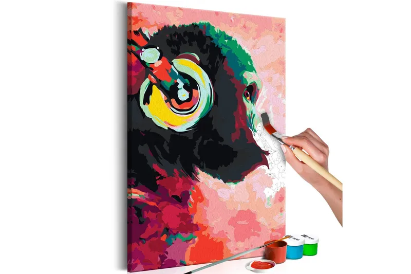 Gör-det-själv Målningar Monkey In Headphones 40x60 cm - Artgeist sp. z o. o. — Artgeist sp. z o. o.