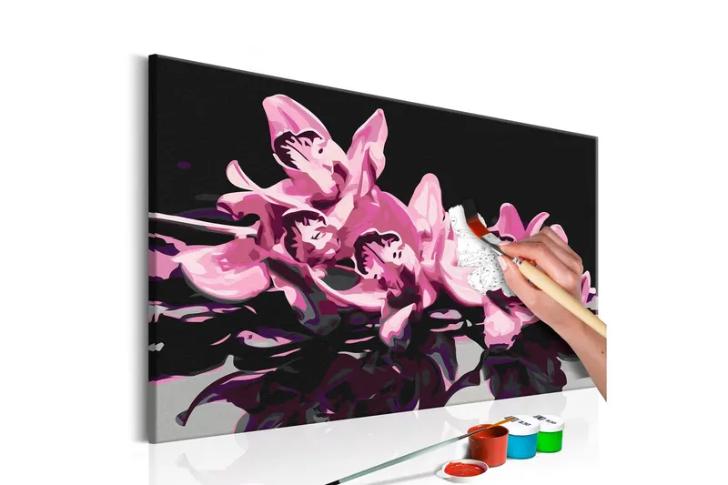 Gör-det-själv Målningar Pink Orchid Black 60x40 cm - Artgeist sp. z o. o. — Artgeist sp. z o. o.