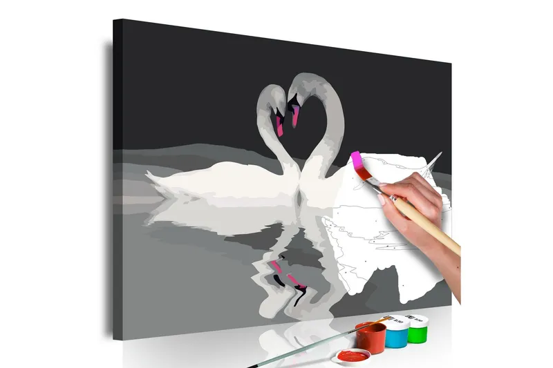 Gör-det-själv Målningar Swan Couple 60x40 cm - Artgeist sp. z o. o. — Artgeist sp. z o. o.