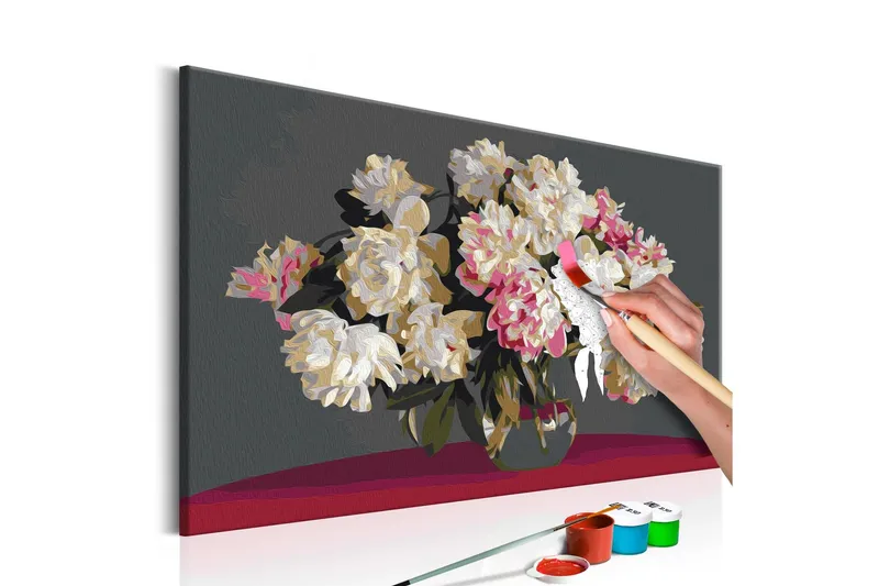 Gör-det-själv Målningar White Flowers In A Vase 60x40 cm - Artgeist sp. z o. o. — Artgeist sp. z o. o.