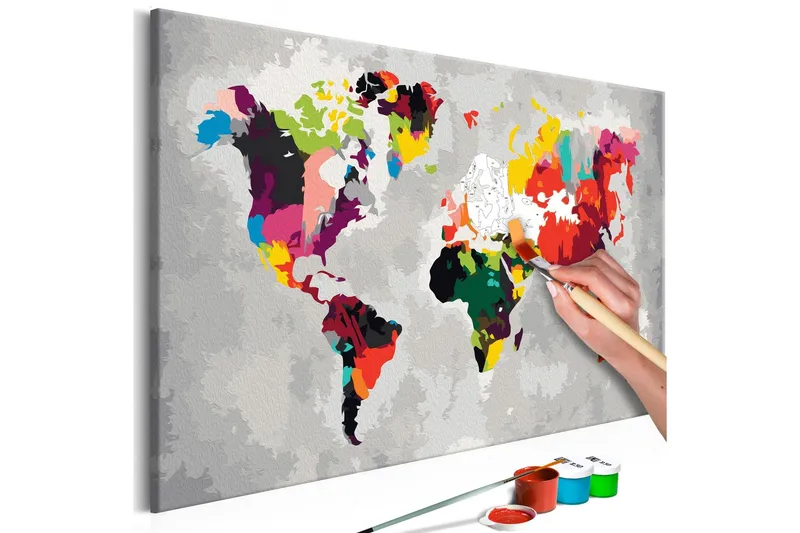 Gör-det-själv Målningar World Map Bright Colours 60x40 cm - Artgeist sp. z o. o. — Artgeist sp. z o. o.