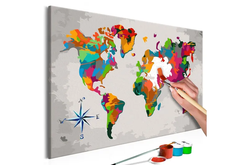Gör-det-själv Målningar World Map Compass Rose 60x40 cm - Artgeist sp. z o. o. — Artgeist sp. z o. o.