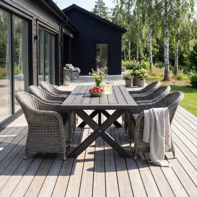 Gråbetsat träbord | 220 cm | Oxford — -