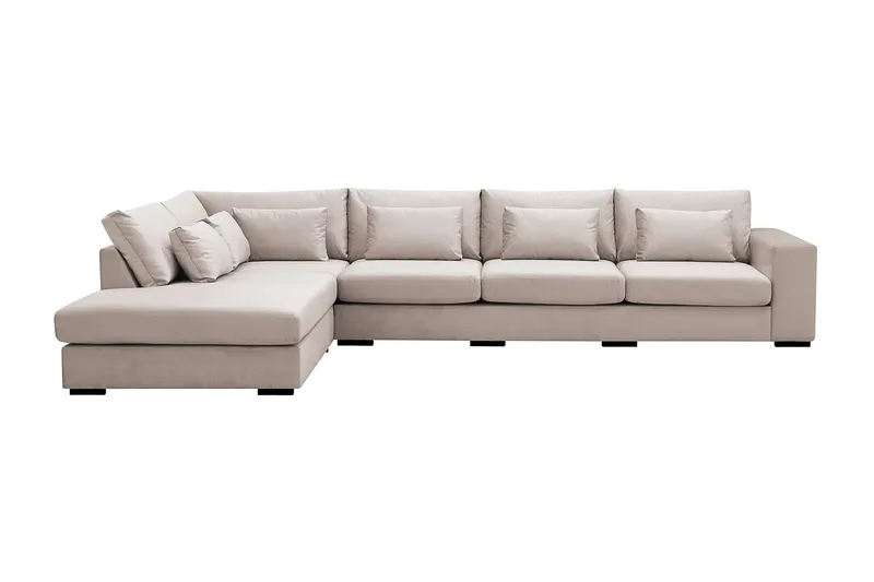 Grande 5-sits Soffa med Schäslong Vänster - Beige Sammet — Scandinavian Choice