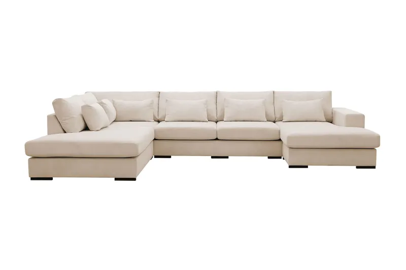 Grande 5-sits U-Soffa med Divan Höger - Beige Manchester — Scandinavian Choice