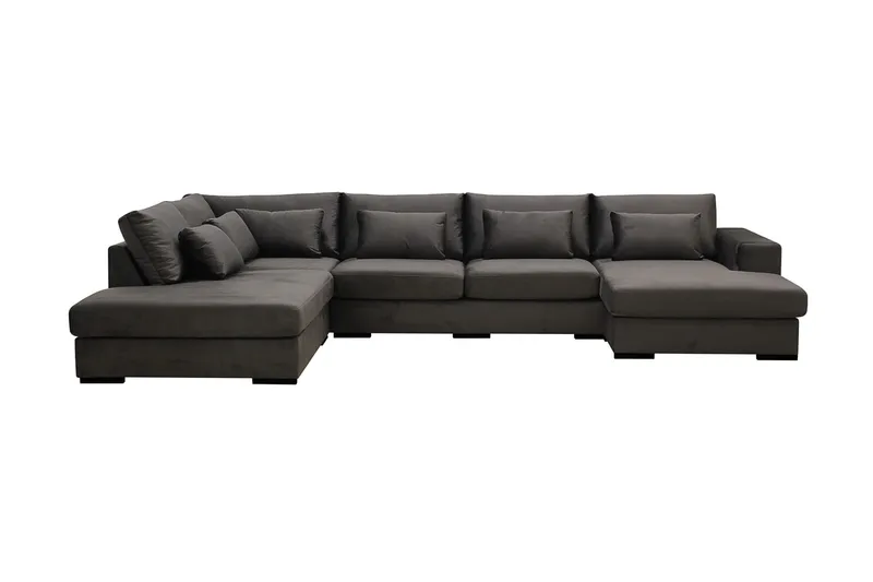Grande 5-sits U-Soffa med Divan Höger - Mörkgrå Sammet — Scandinavian Choice