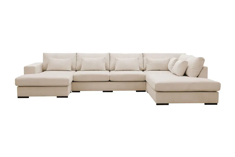 Grande 5-sits U-Soffa med Divan Vänster - Beige Manchester — Scandinavian Choice