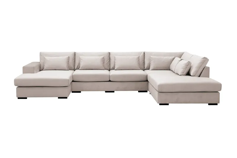 Grande 5-sits U-Soffa med Divan Vänster - Beige Sammet — Scandinavian Choice