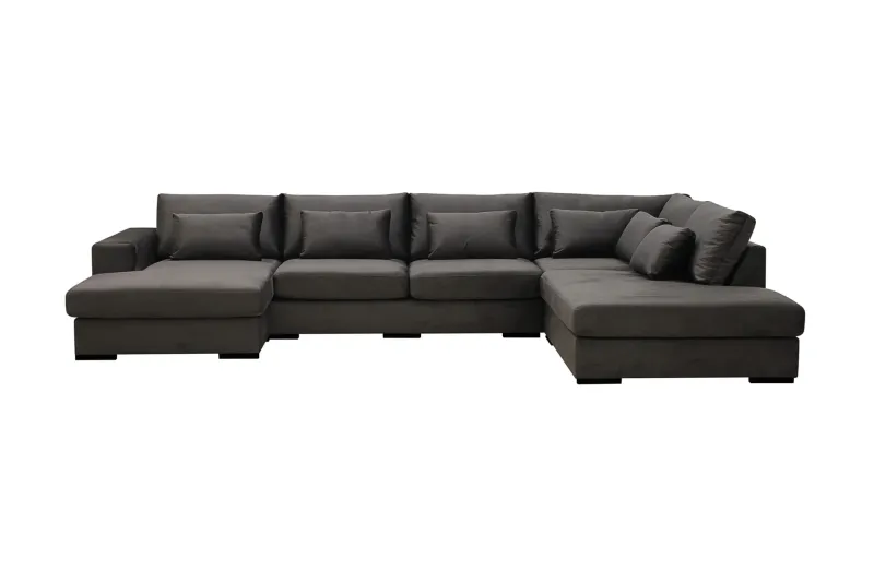 Grande 5-sits U-Soffa med Divan Vänster - Mörkgrå Sammet — Scandinavian Choice
