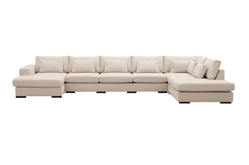 Grande 6-sits U-Soffa med Divan Vänster - Beige Tyg — Scandinavian Choice