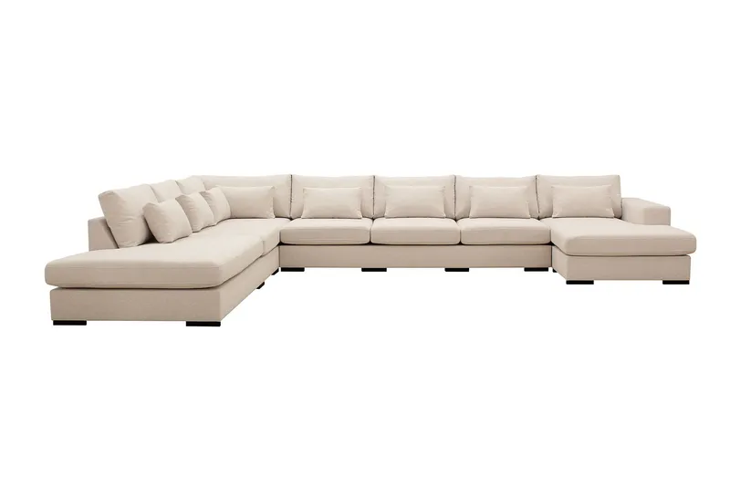 Grande Stor 7-sits U-Soffa med Divan Höger - Beige Tyg — Scandinavian Choice
