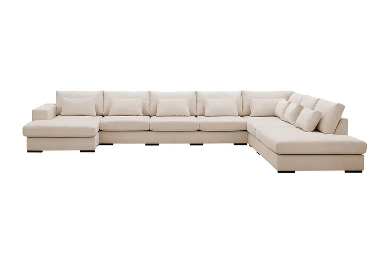 Grande Stor 7-sits U-Soffa med Divan Vänster - Beige Manchester — Scandinavian Choice