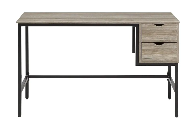 Grantha Skrivbord 120 cm med Förvaring 2 Lådor - Ljusbrun/Svart — Ljusbrun/Svart