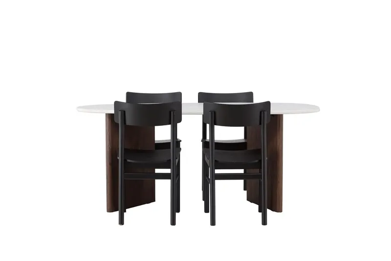 Grönvik Matgrupp 180 cm Oval med 4 Montros Stolar - Mocca — Venture Home