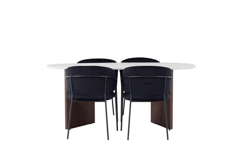 Grönvik Matgrupp 180 cm Oval med 4 Selma Stolar - Mocca — Venture Home
