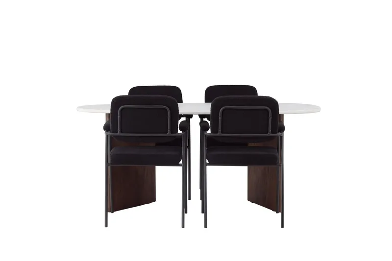Grönvik Matgrupp 180 cm Oval med 4 Yesterday Stolar - Mocca — Venture Home