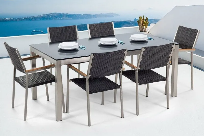 Grosseto Trädgårdsmöbelset Med Utebord+6 Utestolar - Svart (Art.nr 512361) — Svart