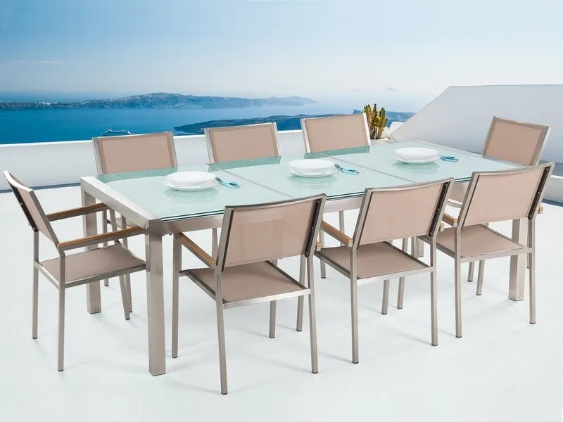 Grosseto Trädgårdsmöbelset Med Utebord+8 Utestolar - Beige — Beige