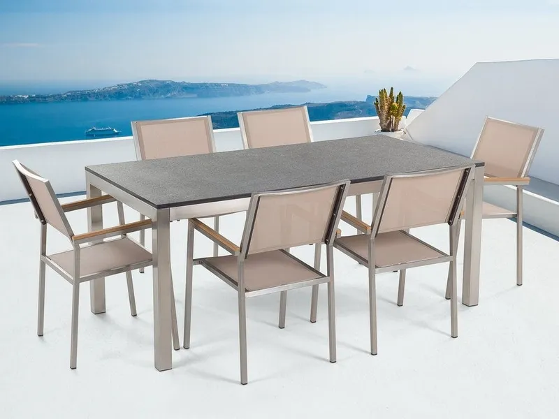Grosseto Trädgårdsmöbelset Med Utebord+Utestolar 6 St - Beige — Beige