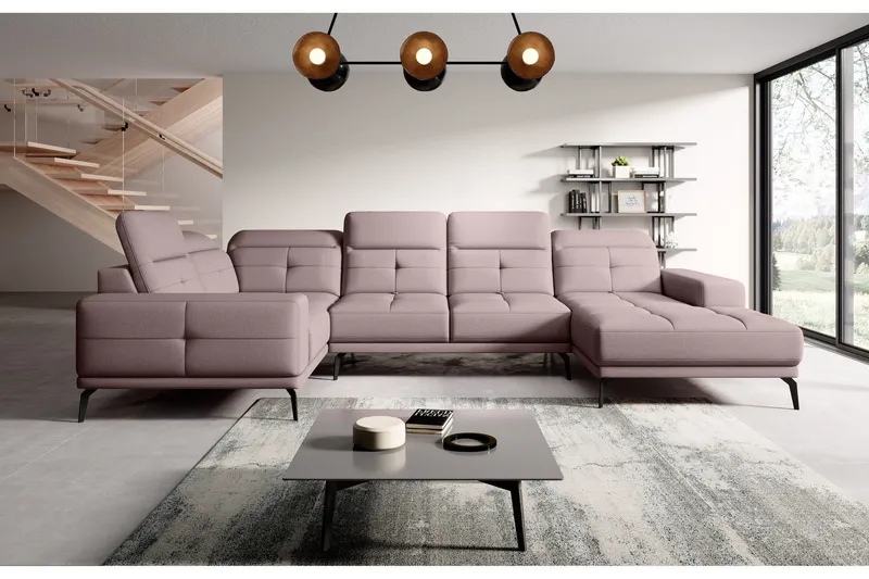Hagglund Hörnsoffa m. Divan - Ljusrosa (Art.nr 1565351) — Ljusrosa