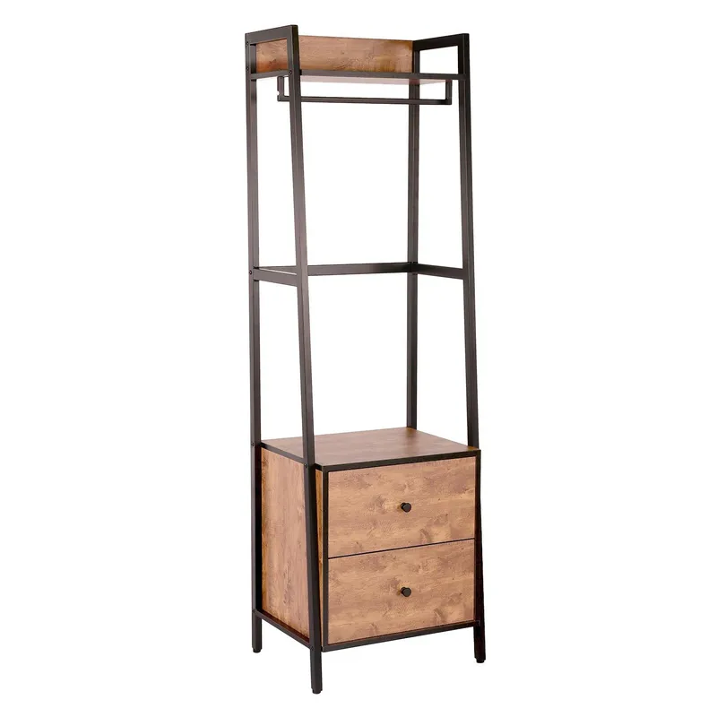 Hallhylla Lavinia 52x40x169 cm ask/svart med 2 lådor - ask/svart — ask/svart