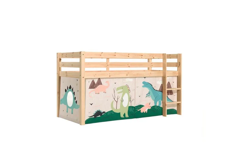 Halvhög Säng med gardin Pino Naturlig, Dino - Naturlig, Dino — Naturlig, Dino