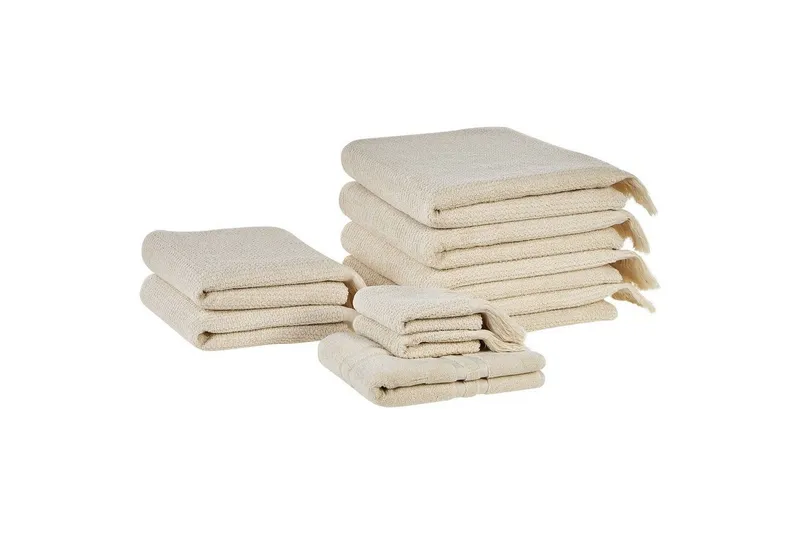 Handduk Atiu set om 9 Beige - Beige — Beige