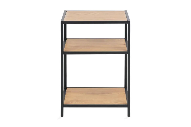 Hasslevik Sängbord 35 cm med Förvaring Hyllor - Natur/Svart — Factory Fellow