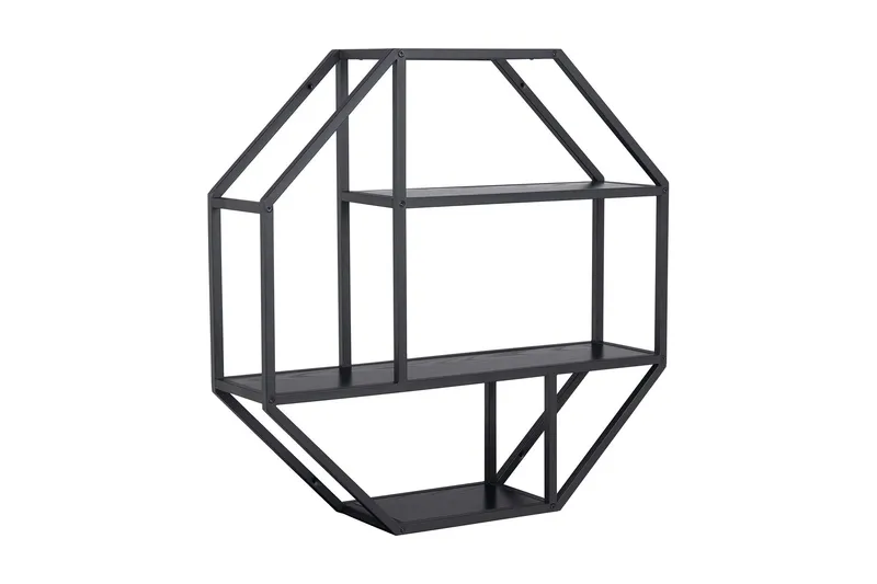 Hasslevik Vägghylla 77x20 cm 4 Hyllor - Svart/Matt Svart — Svart/Matt Svart