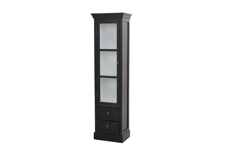 Havin Smalt Vitrinskåp 30 cm djup 45 cm bred 166 cm hög Mörkt Trä Glas - Svart — Svart