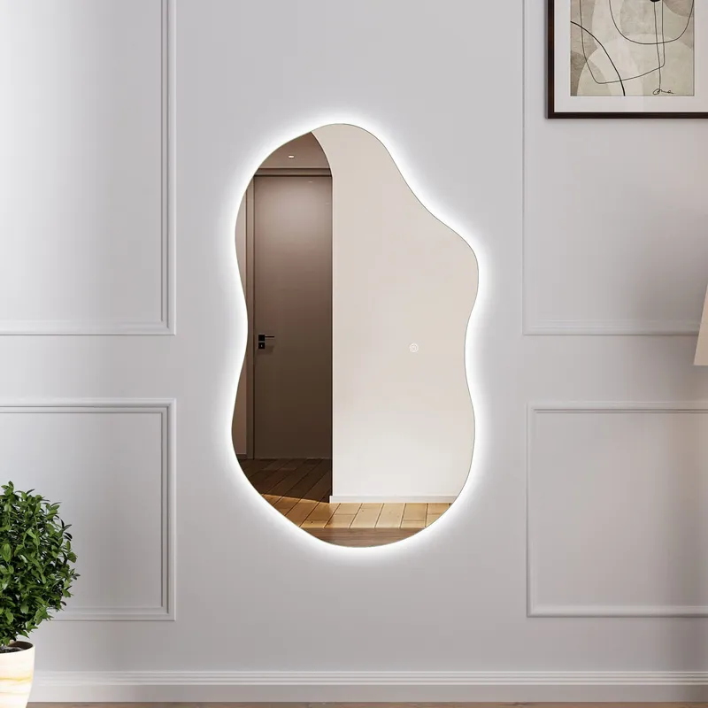 Helkroppsspegel \| 120x70cm \| Vägghängd \| LED-belysning med dimmer \| Fiona