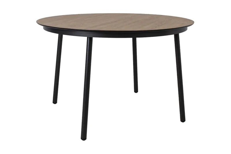 Helsinki Runt Matbord Utomhus 120 cm Aluminium Trä - Svart/Brun — Svart/Brun