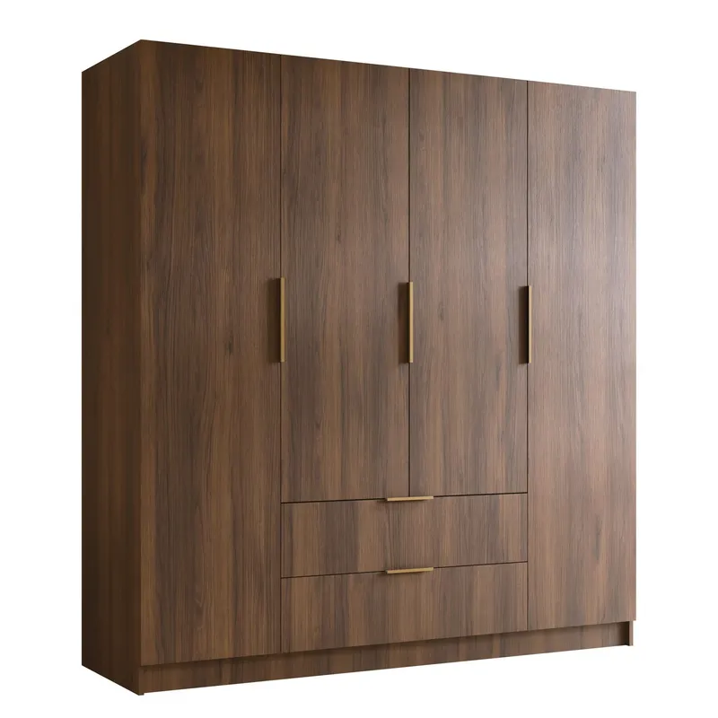 Herrljunga Garderob 200x215 cm med lådor - Brun/Guld — Brun/Guld